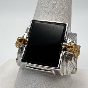 Men’s Heavy Silver Metal Gold Cobra Designer Ring Size 11 New NWOT